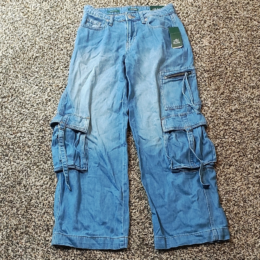 Wild Fable | Women's Blue Cargo Wide Leg Jeans